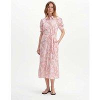 Finery London Pure Cotton Floral Midi Shirt Dress Red Mix
