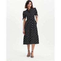 Finery London Printed Midi Tiered Shirt Dress Black Mix