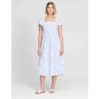Finery London Pure Cotton Elasticated Waist Midi Dress Blue Mix