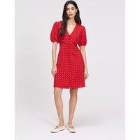 Finery London Polka Dot V-Neck Mini Tea Dress Red Mix