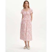 Finery London Pure Cotton Elasticated Waist Midi Dress Red Mix