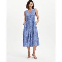 Finery London Paisley Sleeveless Midi Tiered Dress Blue Mix