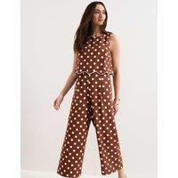 Phase Eight Polka Dot Cropped Jumpsuit Brown Mix