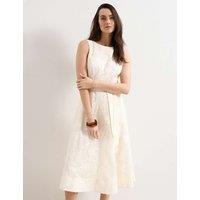Phase Eight Embroidered Slash Neck Midi Waisted Dress White