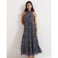 Phase Eight Lyocell Rich Polka Dot Maxi Tiered Dress Navy Mix