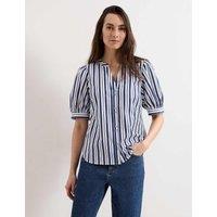 Phase Eight Pure Cotton Striped Blouse Navy Mix