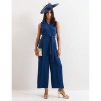 Phase Eight V-Neck Belted Sleeveless Jumpsuit Indigo