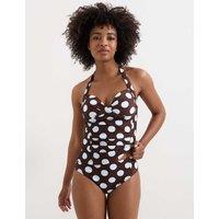 Phase Eight Polka Dot Ruched Halterneck Tankini Top Brown Mix