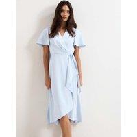Phase Eight V-Neck Angel Sleeve Midi Wrap Dress Pale Blue