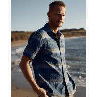 Seasalt Cornwall Pure Cotton Striped Short Sleeve Shirt Blue Mix