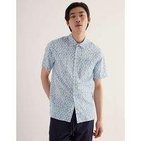 Seasalt Cornwall Pure Cotton Geometric Short Sleeve Shirt Light Blue Mix
