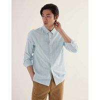 Seasalt Cornwall Relaxed Fit Cotton Linen Blend Oxford Shirt Blue Mix