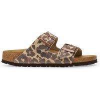 Birkenstock Arizona Suede Animal Print Footbed Sandals Beige
