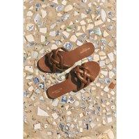 Monsoon Woven Leather Flat Slider Tan