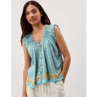 Monsoon Printed Scoop Neck Vest Top Pale Blue