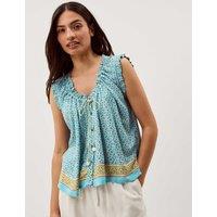 Monsoon Printed Scoop Neck Vest Top Pale Blue