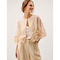 Monsoon Embellished Collarless Jacket Ivory