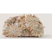 Monsoon Cotton Rich Floral Embellished Clutch Bag Natural