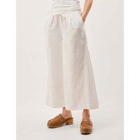 Monsoon Linen Rich Wide Leg Cropped Trousers White