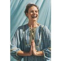 Monsoon Printed V-Neck Midi Kaftan Dress Pale Blue