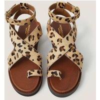 Monsoon Leather Hair On Leopard Print Footbed Sandals Multi