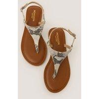 Monsoon Leather Animal Print Flat Sandals Neutral
