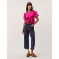 Monsoon Pure Cotton Jersey Broderie T-Shirt Pink