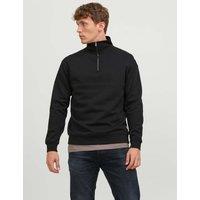 JACK & JONES Cotton Blend Half Zip Sweatshirt Black