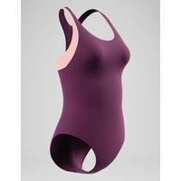 Speedo Colourblock Scoop Neck Racerback Swimsuit Burgundy Mix