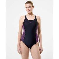 Speedo Placement Medalist Printed Swimsuit Black Mix