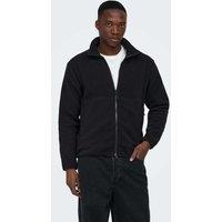 ONLY & SONS Fleece Zip Up Jacket Black