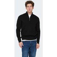 ONLY & SONS Pure Cotton Half Zip Jumper Black