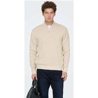 ONLY & SONS Pure Cotton Half Zip Jumper Cream