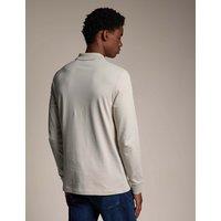 Boss Passerby Cotton Rich Long Sleeve Polo Shirt Beige