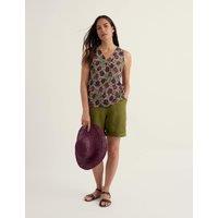 Seasalt Cornwall Pure Cotton Floral V-Neck Vest Top Green Mix