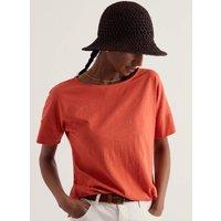 Seasalt Cornwall Pure Cotton Slash Neck Relaxed T-Shirt Orange
