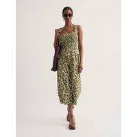 Seasalt Cornwall Cotton Rich Printed Wide Leg Cropped Jumpsuit Green Mix