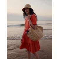 Seasalt Cornwall Pure Cotton Knee Length Relaxed Tiered Dress Orange