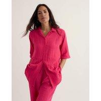 Seasalt Cornwall Pure Cotton Textured Collared Relaxed Shirt Pink
