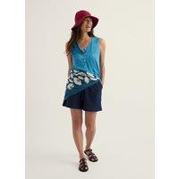 Seasalt Cornwall Pure Linen V-Neck Relaxed Vest Teal