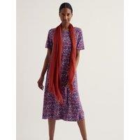 Seasalt Cornwall Pure Cotton Jersey Floral Midi Shift Dress Multi