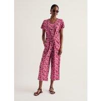 Seasalt Cornwall Cotton Rich Jersey V-Neck Wide Leg Jumpsuit Pink Mix