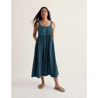 Seasalt Cornwall Cotton Rich Checked Seersucker Midi Dress Teal Mix