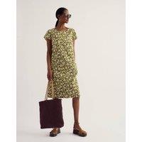 Seasalt Cornwall Pure Cotton Printed Scoop Neck Shift Dress Green Mix