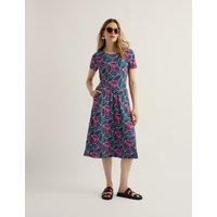 Seasalt Cornwall Cotton Rich Jersey Short Sleeve Midi Dress Pink Mix