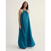 Seasalt Cornwall Pure Cotton Tie Neck Midaxi Swing Dress Teal