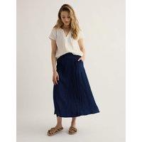 Seasalt Cornwall Pure Cotton Textured Midi A-Line Skirt Navy