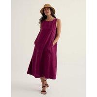 Seasalt Cornwall Pure Linen Round Neck Midi Shift Dress Pink