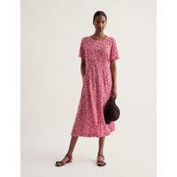 Seasalt Cornwall Floral Midi Skater Dress Red Mix
