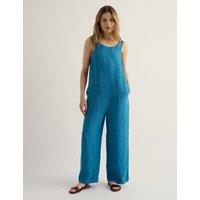 Seasalt Cornwall Pure Linen Sleeveless Jumpsuit Teal